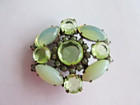 Gorgeous Czech Vintage Glass Vaseline Uranium Rhinestone Button