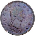  1863  Patriotic Civil War Token F-107 107a  r-7  G Washington Brockage 
