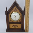 Vintage Bradley Wind Up Alarm Clock Wood Cathedral Mantel Clock Made Germany 60s