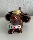 Vintage Ceramic Glazed Liquor Decanter Set  Dachshund   6 Matching Shot Cups 