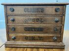 Vintage Clark   s Spool Cotton O n t  4-drawer Oak Wood Cabinet