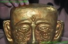 8 4 china Ancient Bronze Gilt Sacrifice Feng Shui Weird People Face Mask Statue