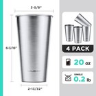 Haushof 20 Oz Pint Cup Stainless Steel Cup Stackable Metal Beer Pint Cups 4 Pack
