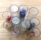 Vintage Lot 10 Glass  Rx Pharmacy Drug Prescription Medication Bottles Pop Top