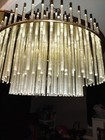 Vtg Gaetano Sciolari Brass Murano Style  Glass Rod Chandelier Italy 200 Rods -20