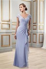 Chiffon Sheath Mother Of The Bride Dress V Neck Beaded Ruched Wedding Guest Gown
