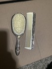 Vintage Ornate Hair Brush   Comb Set Silver Plated Vanity Set Floral