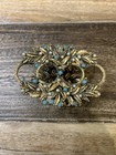Vintage Hollywood Regency Vanity Lipstick Holder Gold Leaves Pearls Rhinestones
