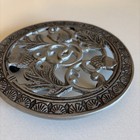 Vintage Pewter Cast Iron Trivet With Acorns   Leaves Footed 5 75    Round Euc
