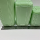 Vintage Jadeite Green Canisters Set Of 3 Crisscross Cracker Barrel 5    7    9   