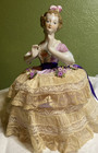 Vintage Half Doll   Pin Cushion Doll Figurine Porcelain Victorian 8 Inches 