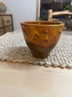Vintage California Pottery Planter Pot Brown With Orange Drip Glaze