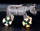 Handmade Wooden Zebra Figurine With Wooden Wheels - Signed Animal Decor Toy Fun