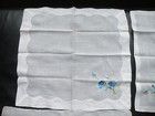 Lot Of 4 Vintage Embroidered Flowers Linen Handkerchiefs Hankys Free Ship