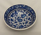 Kutahya Turkish Pottery Ceramic Bowl 8    Hand Painted Cobalt Blue white Vintage