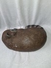 Ceramic Sleeping Raccoon Figurine  Mcm  Vintage  Cute Brown