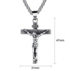 Men Stainless Steel Jesus Christ Crucifix Cross Pendant Chain Necklace