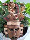 Hand Carved Wood Aztec Tribal Sculpture Mask Totem Mexican Riviera Yucatan Art