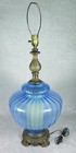 Vintage Large Hollywood Regency Blue Turquoise Glass Lamp Night Light 34-1 2in T
