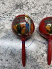Maracas Hand Painted Mexican Shakers  Red  Mexico