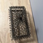 Vtg Wrought Iron  2  Piece Heavy Scrolled Antique Patina 18  Decorative Basket