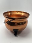 Vintage Copper Craft Guild Footed Cauldron Pot W twisted Handle Made In Usa