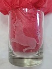 Vintage West Virginia   Glass Clear Tumbler White Etched Unicorn In Captivity 