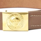 German Wwi Brown Leather Belt With Bavarian    in Treue Fest    Buckle- Size 44 -48 