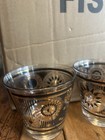 Vintage Mid-century Modern  mcm  Old Fashioned rocks Glass Set Of 3 Gold Overlay