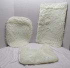 3pc Off-white Ivory Faux Fur Bath Mats And Toilet Lid Cover Bathroom Rug Set New