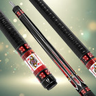 Ultimate Ruby Carbon Fiber Pool Cue  Red Stone Inlay   Royal Flush Spade Edition