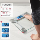 Digital Bathroom Scale For Body Weight  Large 12 2 Inch Glass Platform  Blue Bac