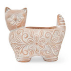 Garden Kitty Planter   Whitewashed Terracotta
