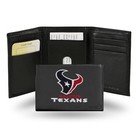 Houston Texans Nfl Team Logo Embroidered Leather Trifold Wallet