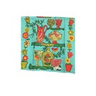 Vintage Antique Glass Linen Tea Towel Turquoise Retro Mid Century Kitchen Decor