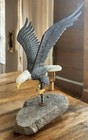 Antique Cast Iron Eagle Weathervane Top Mounted On Base 23   top