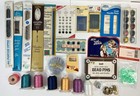 Lot Of Vintage Sewing Supplies- Assortment Zippers  Needles  Thread  Etc 