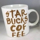 Starbucks 2015 Set Of 2 Gold Graffiti Mugs