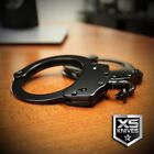 Real Handcuffs Double Lock Chained Black Steel Hand Cuffs  W  Keys