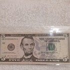 Us  5 Federal Reserve Note Error Repeated Serial Number Qb88888820a