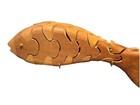 Vtg 1983 Peter Chapman Brown Wooden Handcrafted Carved Teak Puzzle Fish Signed