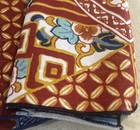 Vtg 7 Cloth Napkins Floral Geometric Asian Branch Design Burnt Orange Blue 16 5   