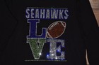 Seahawks  Football Love  Rhinestone Bling Shirt Xs S M L Xl Xxl 1x 2x 3x 4x 5x