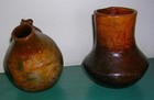 Betty Manygoats  2 Navajo Horny Toad Pinion Pitch  Pot Vases - Signed  5 h