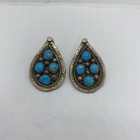 Vintage Sterling Silver Turquoise Pierced Earrings