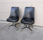 Vintage Set Of 2 Chromcraft Mid Century Modern Atomic Swivel Vinyl Dining Chairs