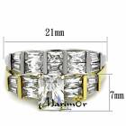 3 76 Ct Emerald Cut Cz Two Toned Ip Wedding Engagement Ring Set Women s Sz 5-10