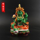 21 5cm Tibetan Buddhism Supplies Resin Handmade Green Tara Buddha Statue Decor