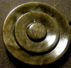 Vtg Bakelite Lg Button Grey Green Carved Geometric Design Metal Shank 1  1 2 