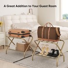 Set Of 2 Luggage Rack Guest Room Folding Suitcase Stand W  Shoe Shelf Easy